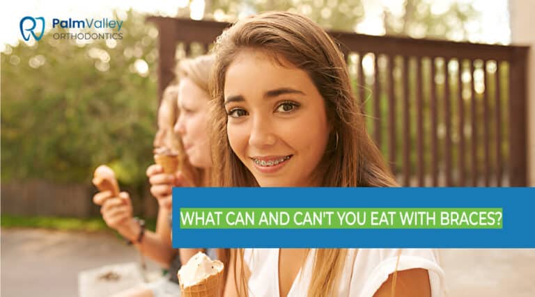 Teenage girlfriends eating ice cream, exploring what can and can't be eaten with braces