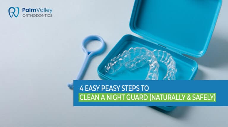 Plastic night guards in storage container for daily cleaning routine